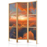 PARAVENT Japanischer 3-tlg 135x172 cm Sonnenaufgang 3D - Multicolor, Holz/Textil (135/172/3cm) - Muralo
