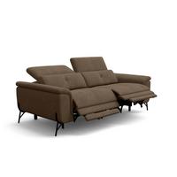 SOFA RELAX AVENA 3-Sitzer, brauner Veloursstoff - Schwarz/Braun, Holz/Textil (204/80/108cm) - Courtois Laville