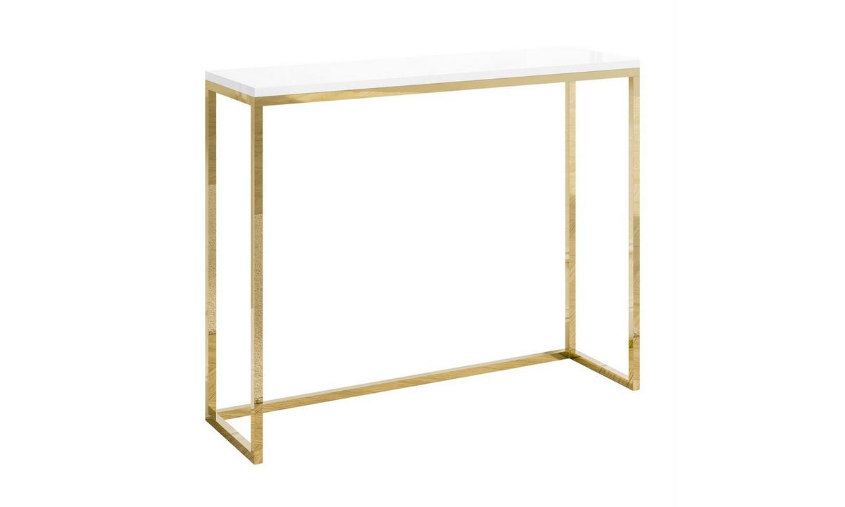KONSOLE MODERN II 100/30/80 cm Goldchrom/Weiß Hochglanz - Goldfarben/Weiß, Holzwerkstoff/Metall (100/80/30cm) - Lookway