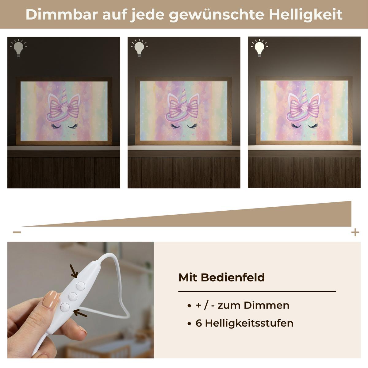 NACHTTISCHLAMPE Einhorn - Glitzer - Regenbogen - Pastell 30x20 cm - Hellrosa, Holzwerkstoff (8/30/20cm) - OnlyWow