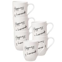 BECHER MIT HENKEL 'HAPPINESS IS HOMEMADE' Statement weiß 290 ml 6er Set - Weiß, Keramik (0.29L) - Villeroy & Boch