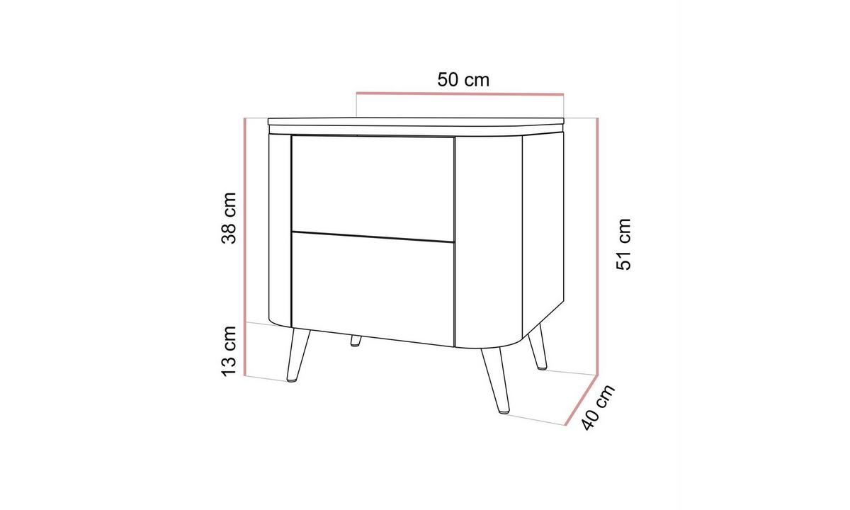 NACHTTISCH AVELINE 50/40/51 cm schräge goldfarbene Füße Kaschmir - Kaschmir/Goldfarben, Holzwerkstoff (50/51/40cm) - Lookway