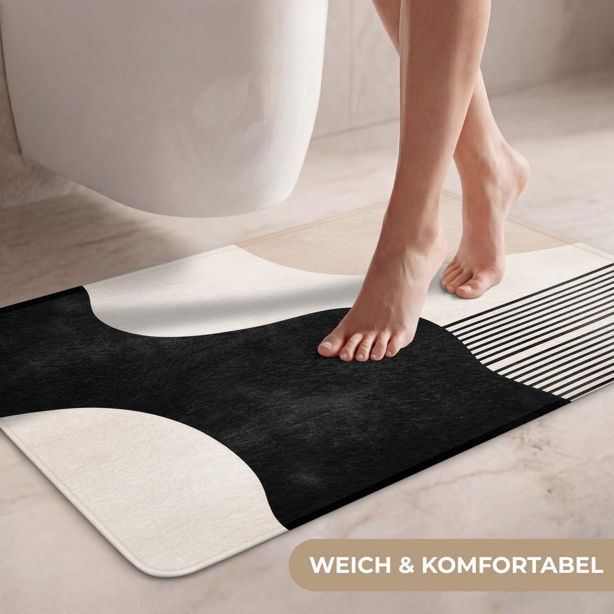 WC-VORLEGER Abstrakt - Japandi - Beige - Modern Toilettenteppich 80x50 cm - Beige, Textil (80/1cm) - OnlyWow