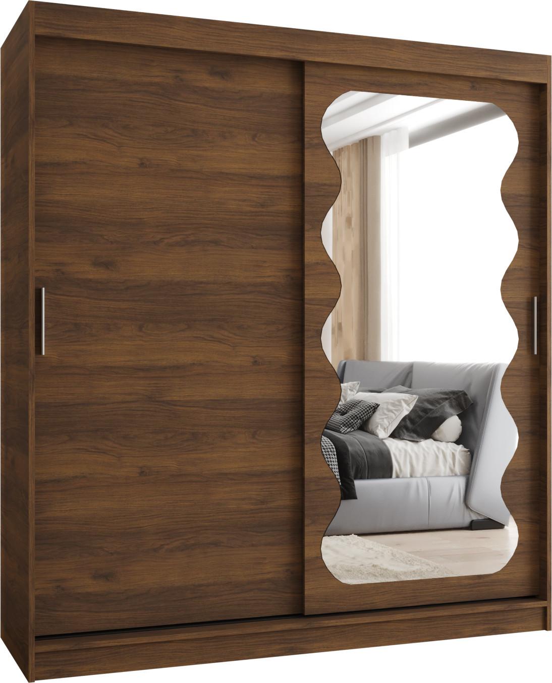 SCHIEBETÜRENSCHRANK mit Spiegel SPOTI 200/180/62 2-türig - Silberfarben/Walnussfarben, Holz (180/200/62cm) - MÖBEL KRYSPOL
