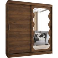 SCHIEBETÜRENSCHRANK mit Spiegel SPOTI 200/180/62 2-türig - Silberfarben/Walnussfarben, Holz (180/200/62cm) - MÖBEL KRYSPOL
