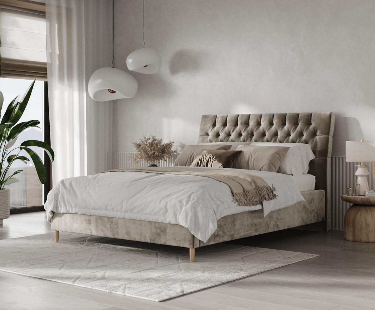 POLSTERBETT Lira 160/200 cm Beige im Lotta Stoff - Beige/Naturfarben, Holz/Holzwerkstoff (160/200cm) - AltaBeds