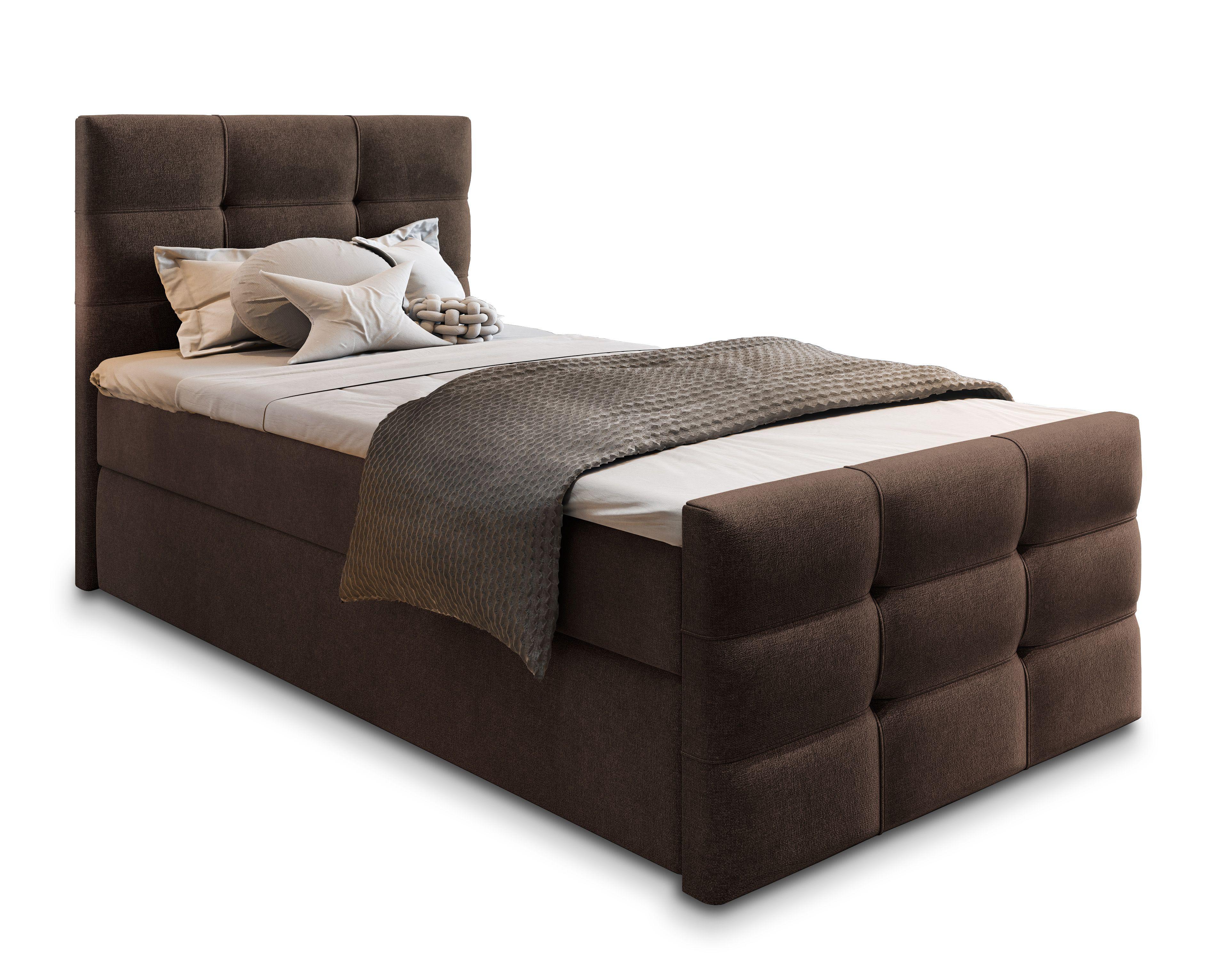 BOXBETT AMON 100 100x200 cm mit Matratze und Topper - Braun - Braun, Holz (100/200cm) - MASSENO