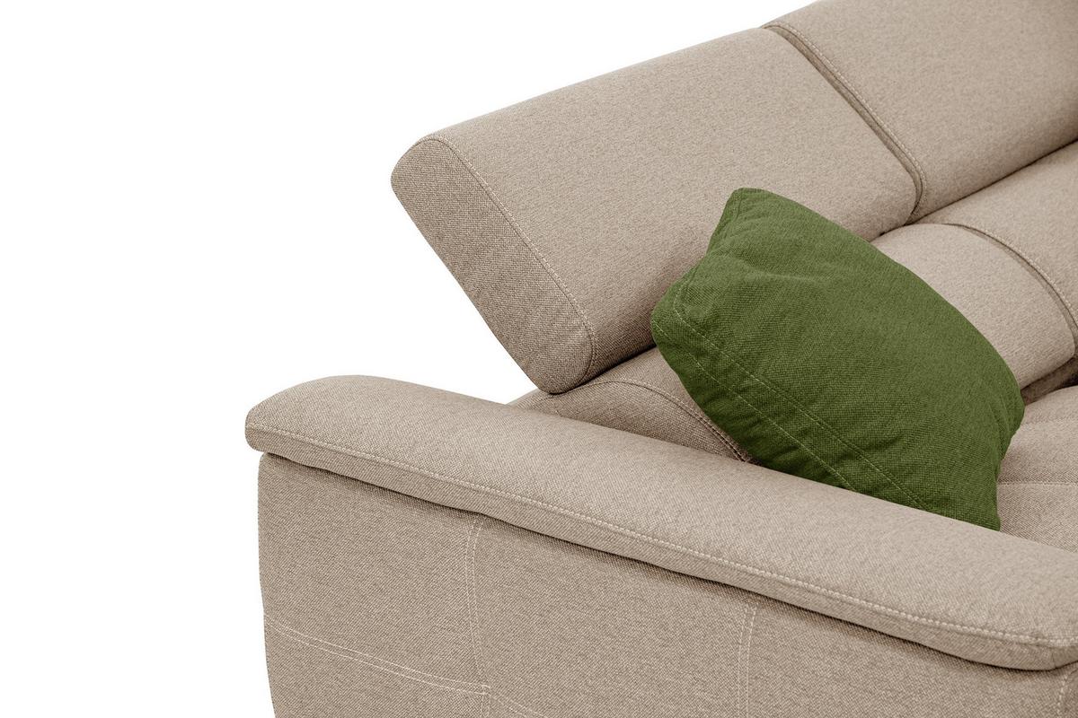 SOFA PLAUEN 3-Sitzer mit 2 Relaxfunktionen, beige - Beige/Silberfarben, Holzwerkstoff/Textil (214/83/105cm) - Wozimo