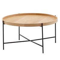 COUCHTISCH Eichenholz Furnier mit stabilem Metallgestell, Modernes zeitloses Design - Schwarz/Braun, Holz/Metall (78/78/40cm) - KADIMA DESIGN