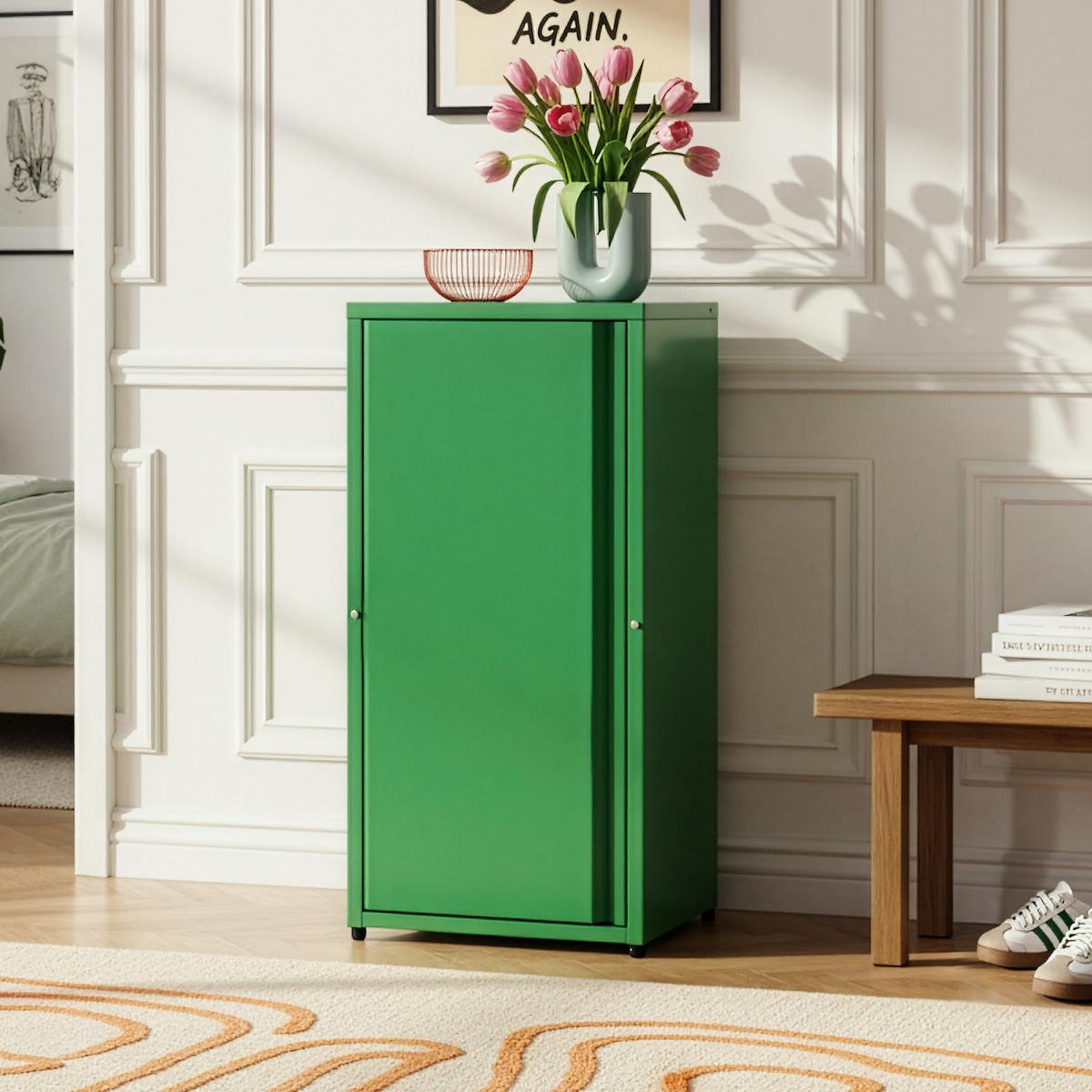 AKTENSCHRANK Burlöv - Grün, Metall (40/88/35cm) - [en.casa]