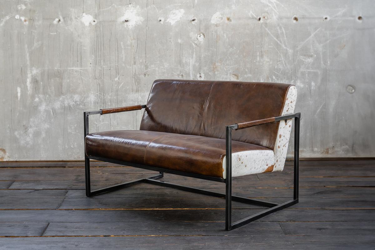 SOFA LIANO Braun Leder - Schwarz/Braun, Leder (125/81/81cm) - KAWOLA