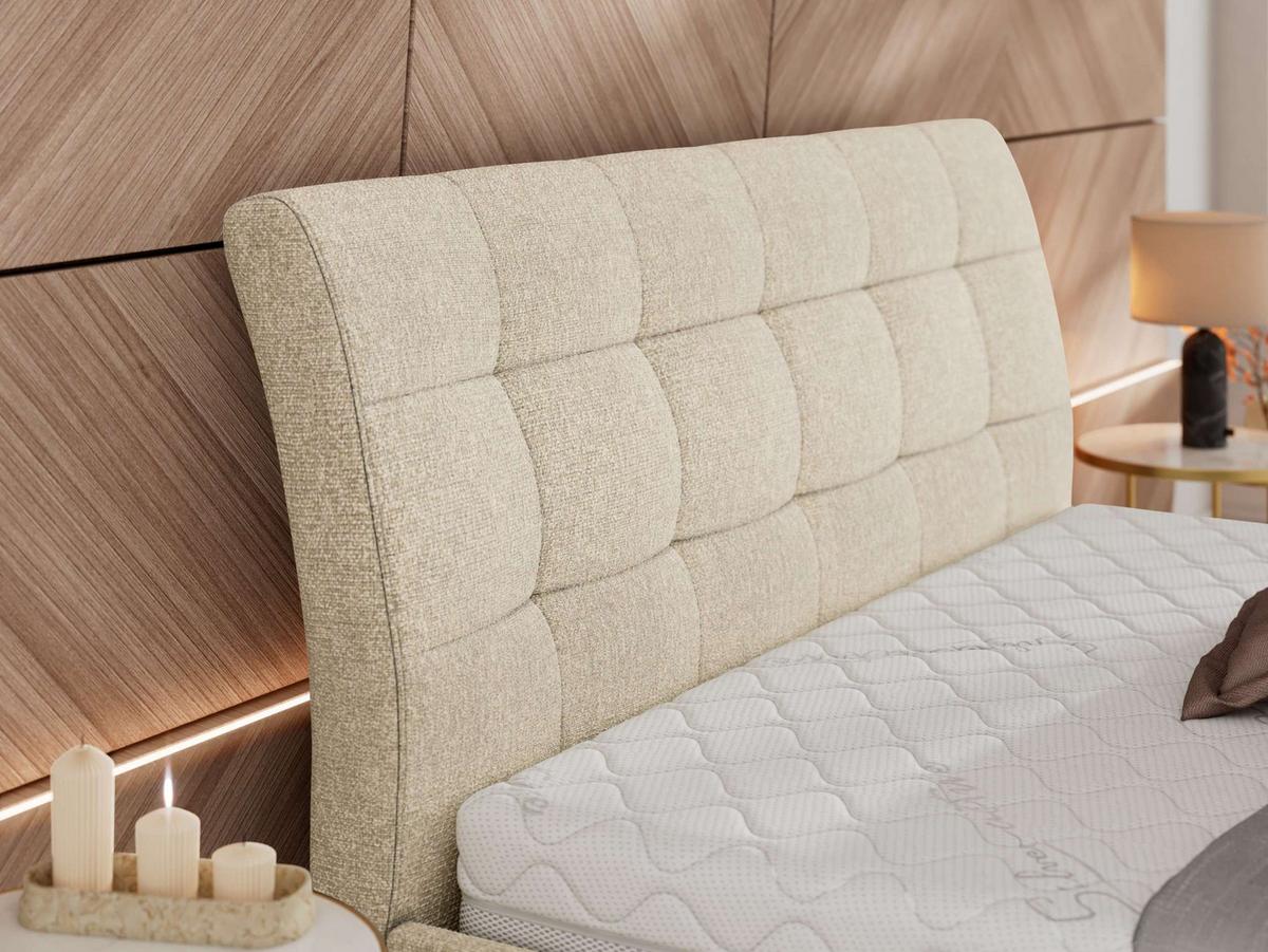 POLSTERBETT GALA CLASSIC 200/200 - Creme Strukture - Multipocket-Matratze - Creme, Textil (200/200cm) - MKS