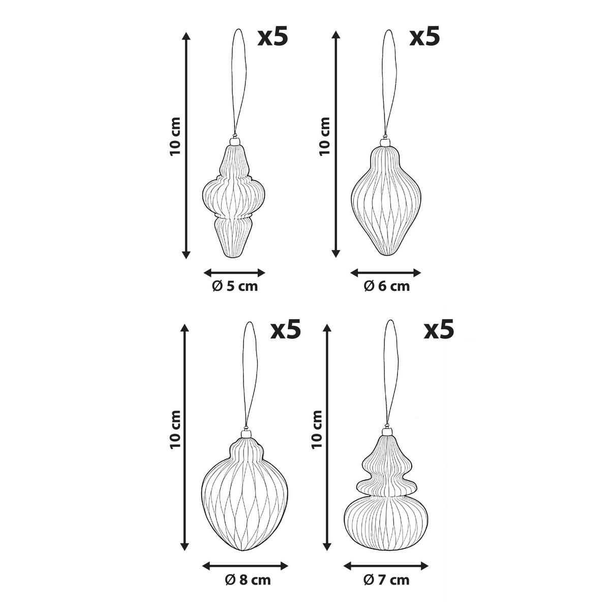WEIHNACHTSBAUMSCHMUCK 20er Set Papier Beige Altaelva - Beige, Papier (8/10/8cm) - Beliani