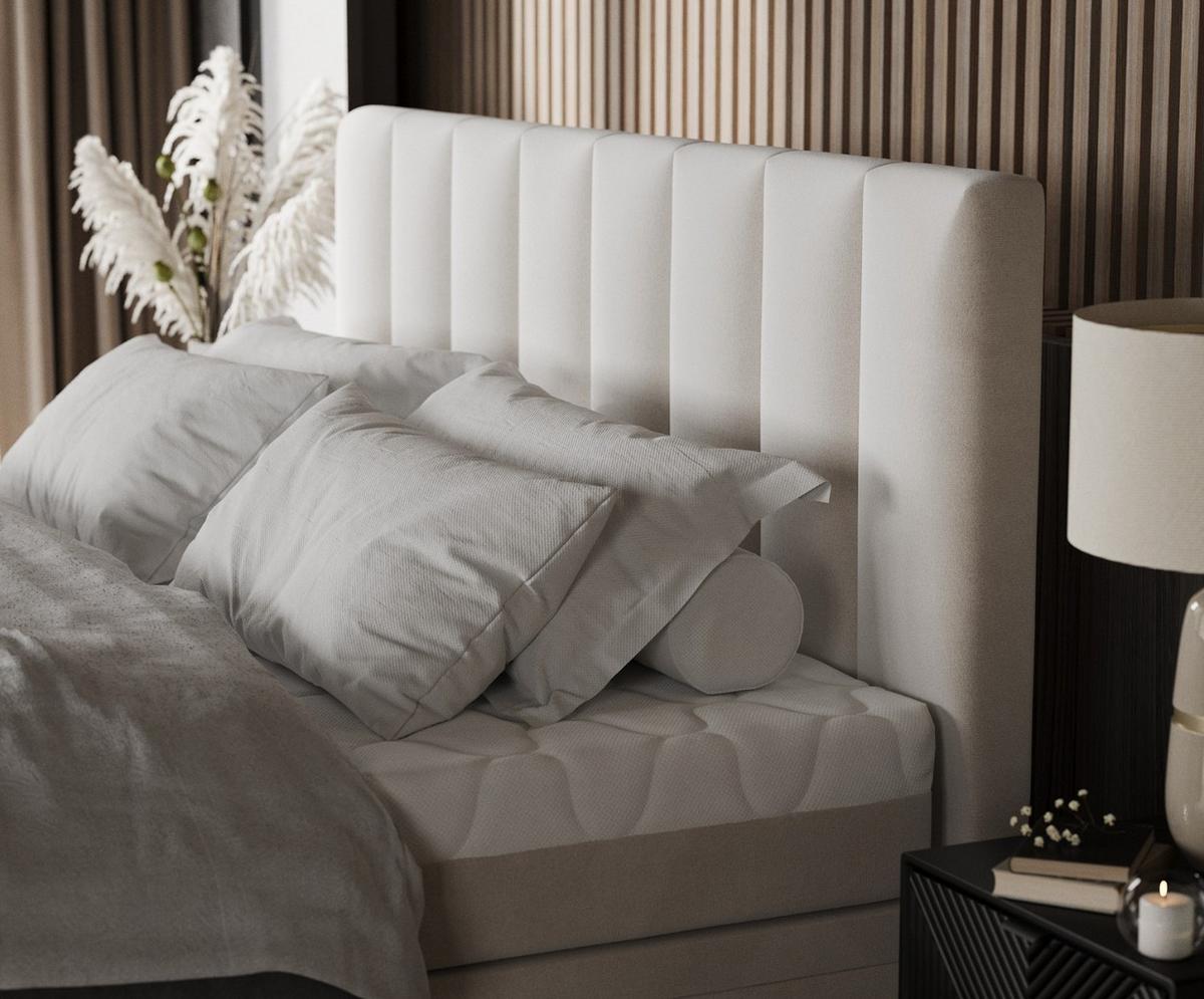 BOXBETT Lume 140/200 cm Creme im Paros Stoff - Creme/Schwarz, Holz/Holzwerkstoff (140/200cm) - AltaBeds