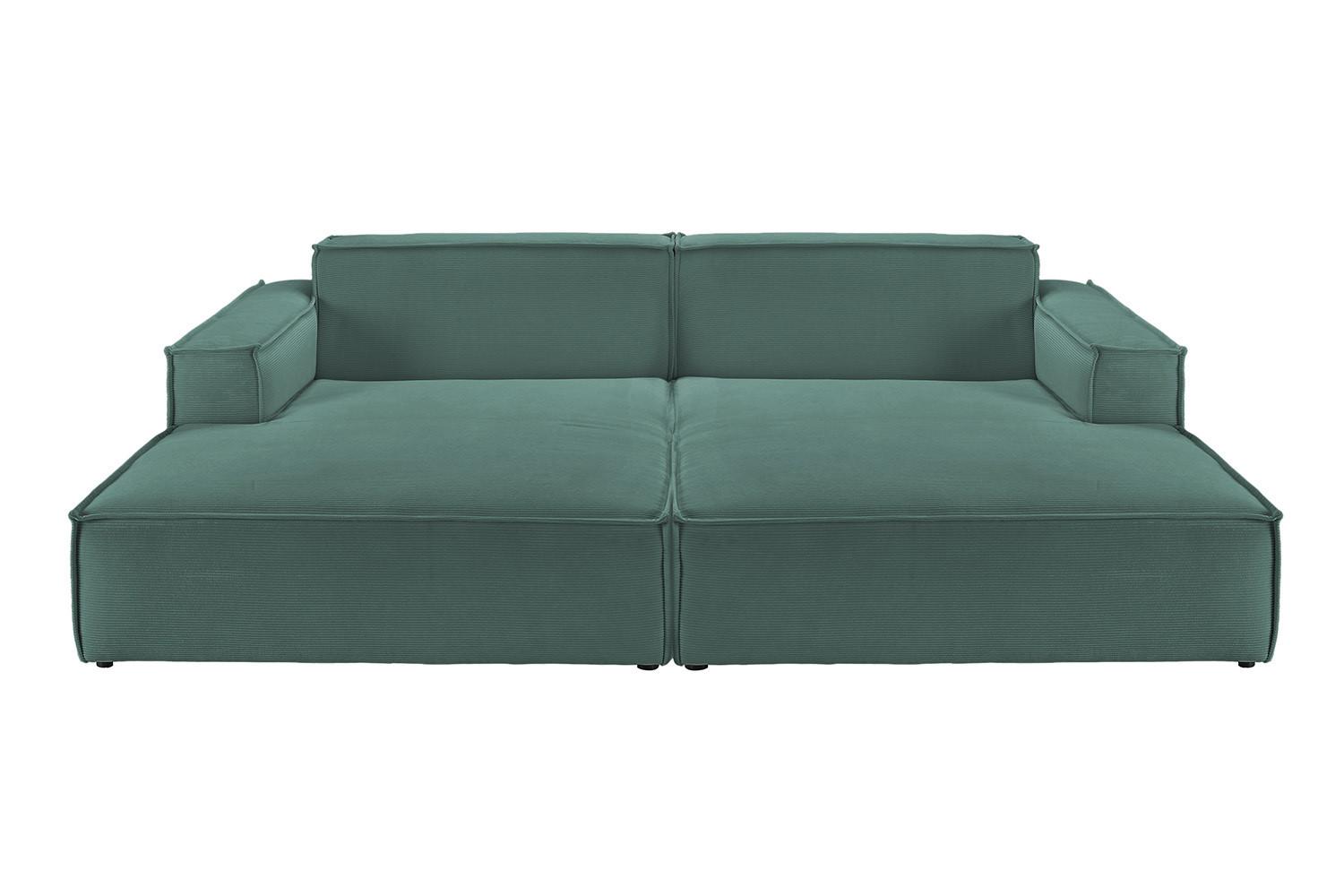 BIG SOFA SAMU Grün Cord - Schwarz/Grün, Textil (256/72/168cm) - KAWOLA