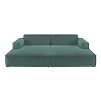 BIG SOFA SAMU Grün Cord - Schwarz/Grün, Textil (256/72/168cm) - KAWOLA