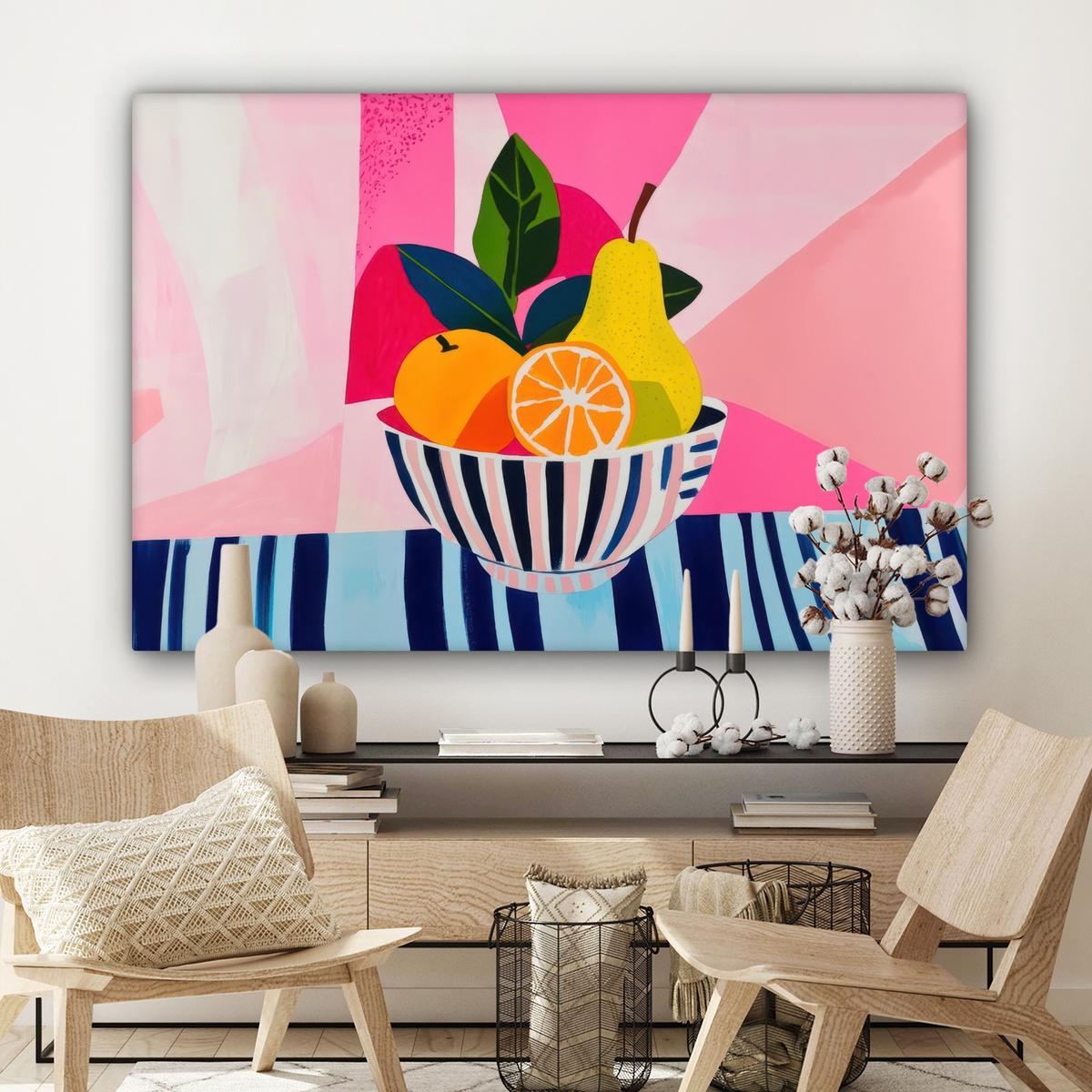 LEINWANDBILD Obst - Abstrakter Hintergrund - Rosa Wohnzimmer Groß 120x80 cm - Pink, Textil (120/80cm) - MuchoWow