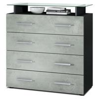KOMMODE Pavos Beton Oxid Optik - Hellgrau, Holzwerkstoff (76/81/35cm) - Vladon