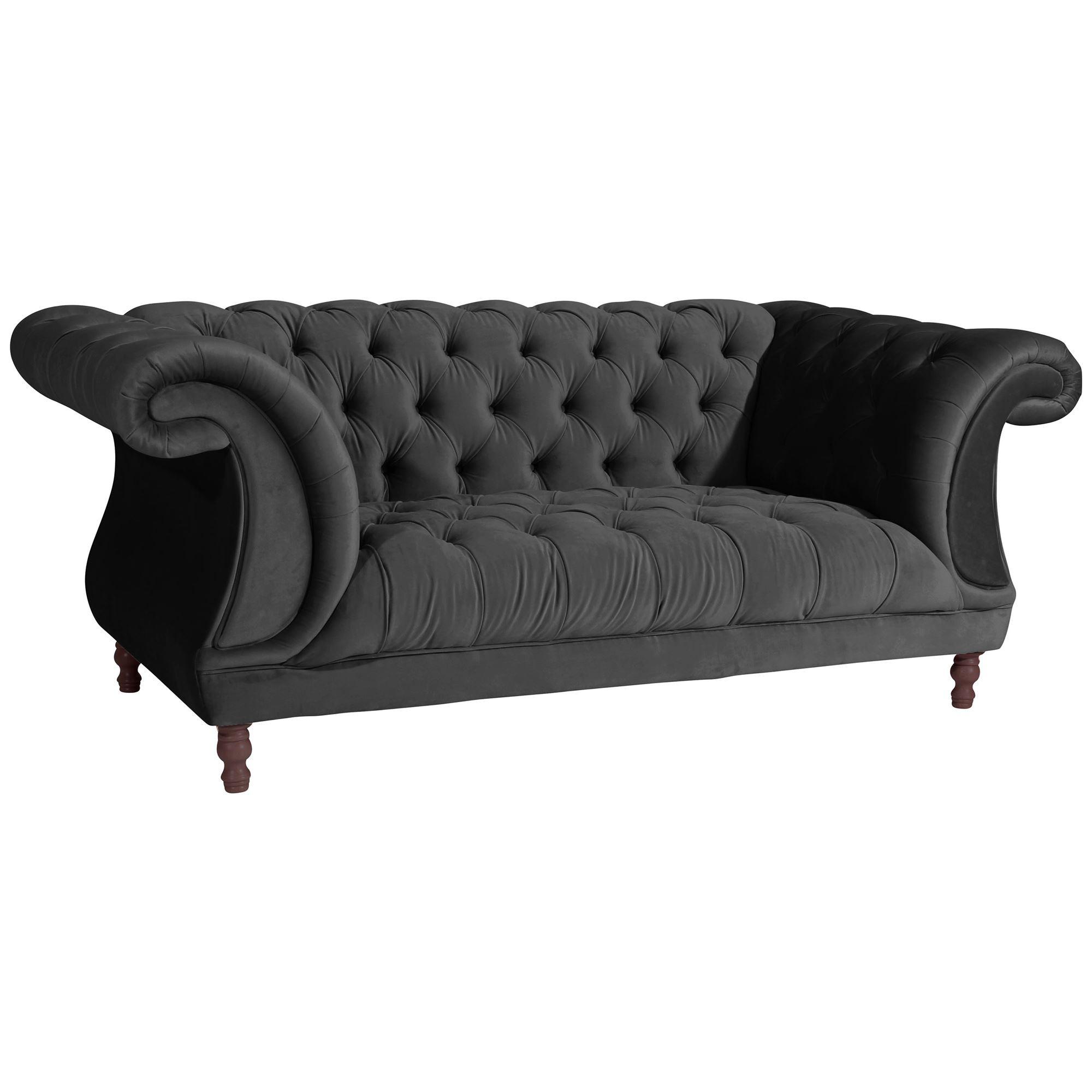 CHESTERFIELD Sofa 2-Sitzer Kaylin Samtvelours schwarz - Schwarz, Kunststoff (200/80/100cm) - 58aufmkessel