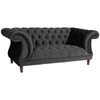 CHESTERFIELD Sofa 2-Sitzer Kaylin Samtvelours schwarz - Schwarz, Kunststoff (200/80/100cm) - 58aufmkessel