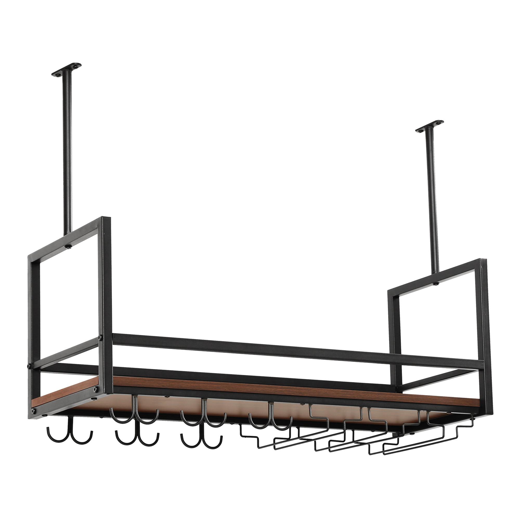 WEINREGAL Borejle - Walnussfarben/Schwarz, Holzwerkstoff/Metall (80/64.5/30cm) - [en.casa]