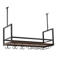 WEINREGAL Borejle - Walnussfarben/Schwarz, Holzwerkstoff/Metall (80/64.5/30cm) - [en.casa]