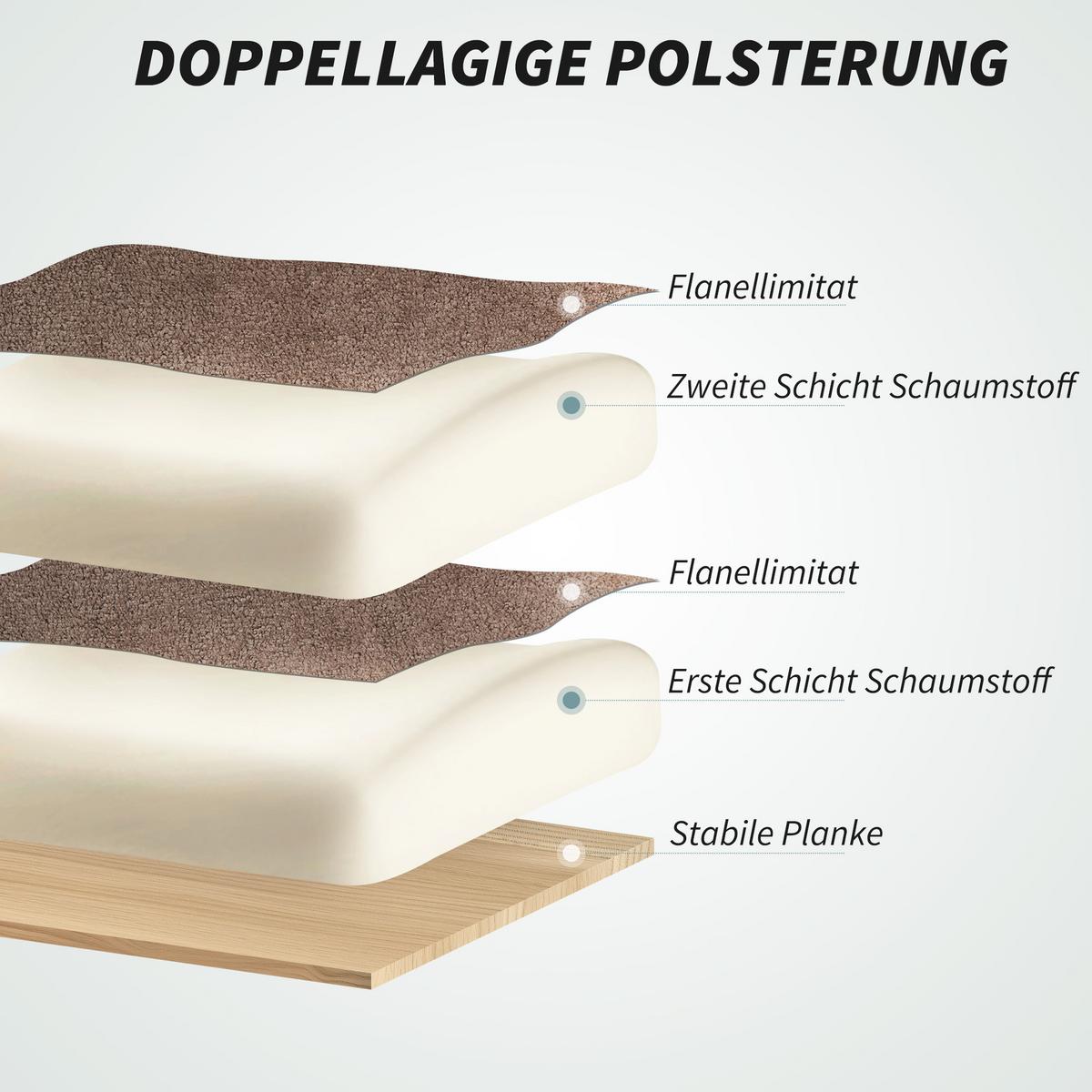 BÜROSTUHL Ergonomischer Schreibtischstuhl mit doppellagiger Polsterung Fußstütze - Hellbraun/Silberfarben, Textil/Metall (80/114/80cm) - HOMCOM