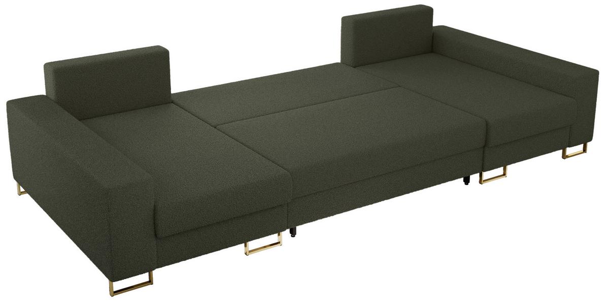 WOHNLANDSCHAFT DORIAN U Bouclé Grün - Goldfarben/Grün, Textil/Metall (312/85/138cm) - MKS