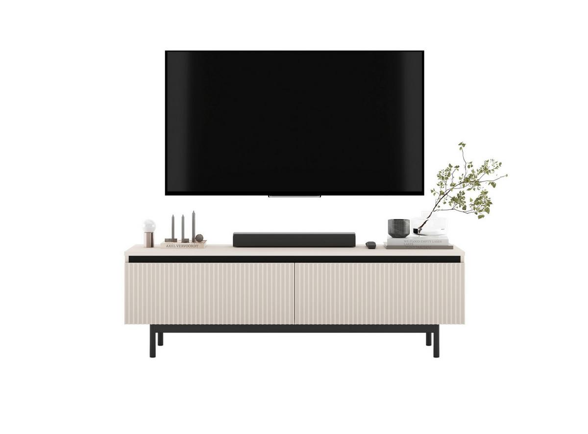 TV-SCHRANK Selene Kaschmir Matt mit Metallrahmen 140 cm - Kaschmir/Schwarz, Holzwerkstoff (140/44/35cm) - Meble Lindner