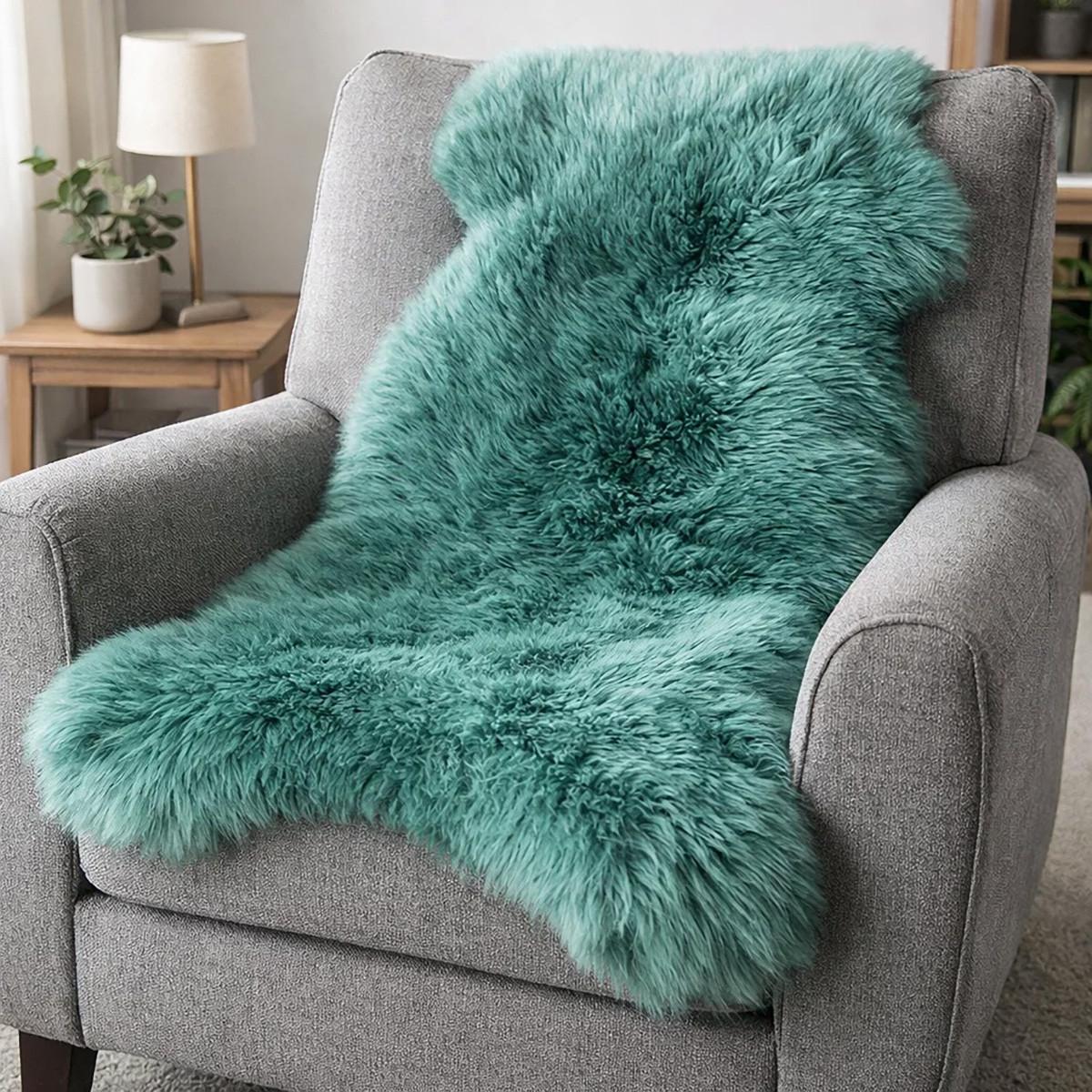 FELL Öko Lammfell Schaffell Teal Waldgrün ca. 110 cm - Waldgrün, Fell (60/110cm) - Provellus
