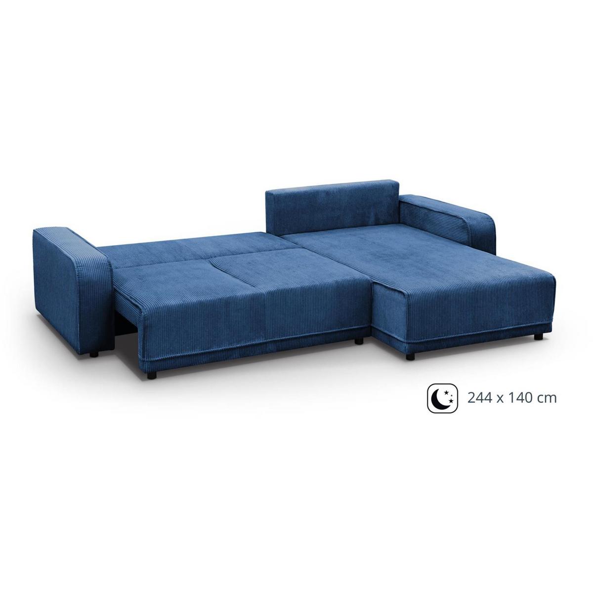 ECKSCHLAFSOFA Primo L dunkelblau - Schwarz/Dunkelblau, Textil (290/185cm) - Beautysofa