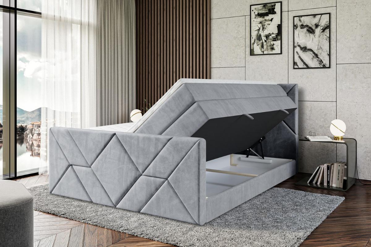 BOXSPRINGBETT BARWA-Z KING - 120x200 - H3/H4 - Grau - Grau, Holzwerkstoff (120/200cm) - ALTDECOR