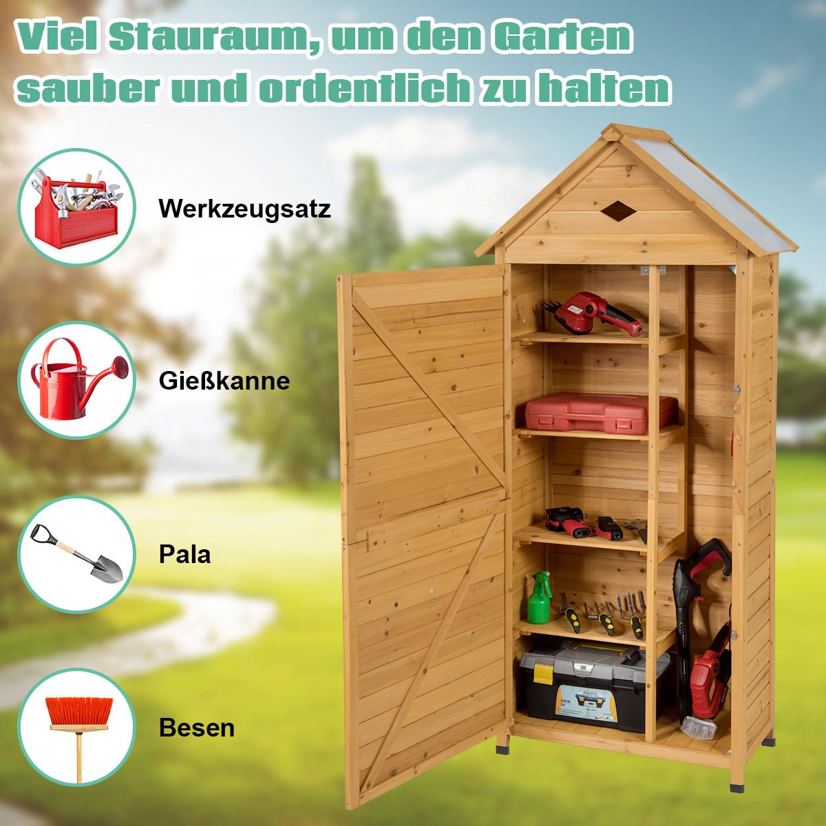 GERÄTESCHUPPEN natürliche Holzoptik - Apfelbaumfarben, Holz (80/177/45cm) - COSTWAY