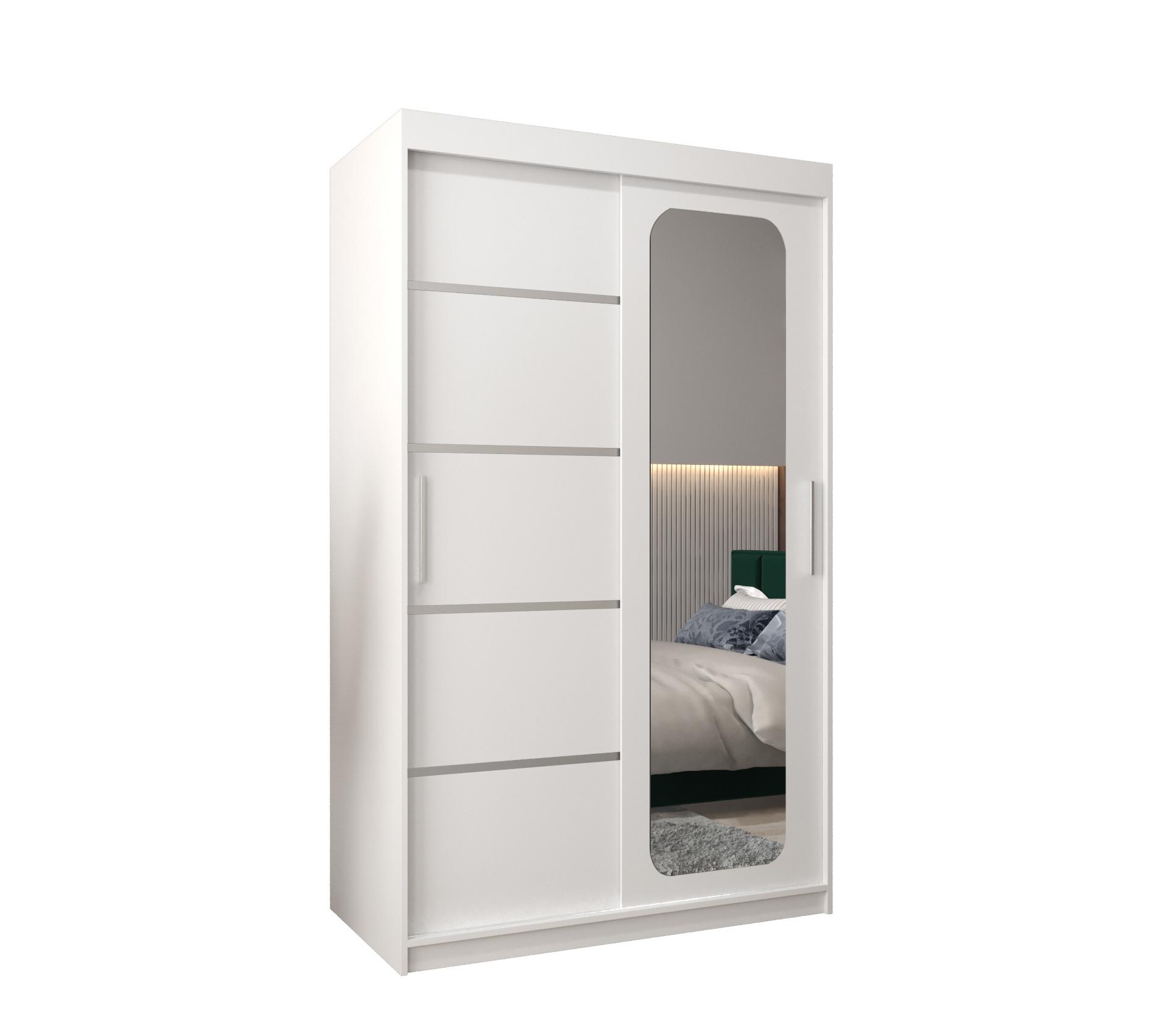 SCHWEBETÜRENSCHRANK 200/120/62 2-türig - Silberfarben/Weiß, Holz/Kunststoff (120/200/62cm) - MÖBEL KRYSPOL