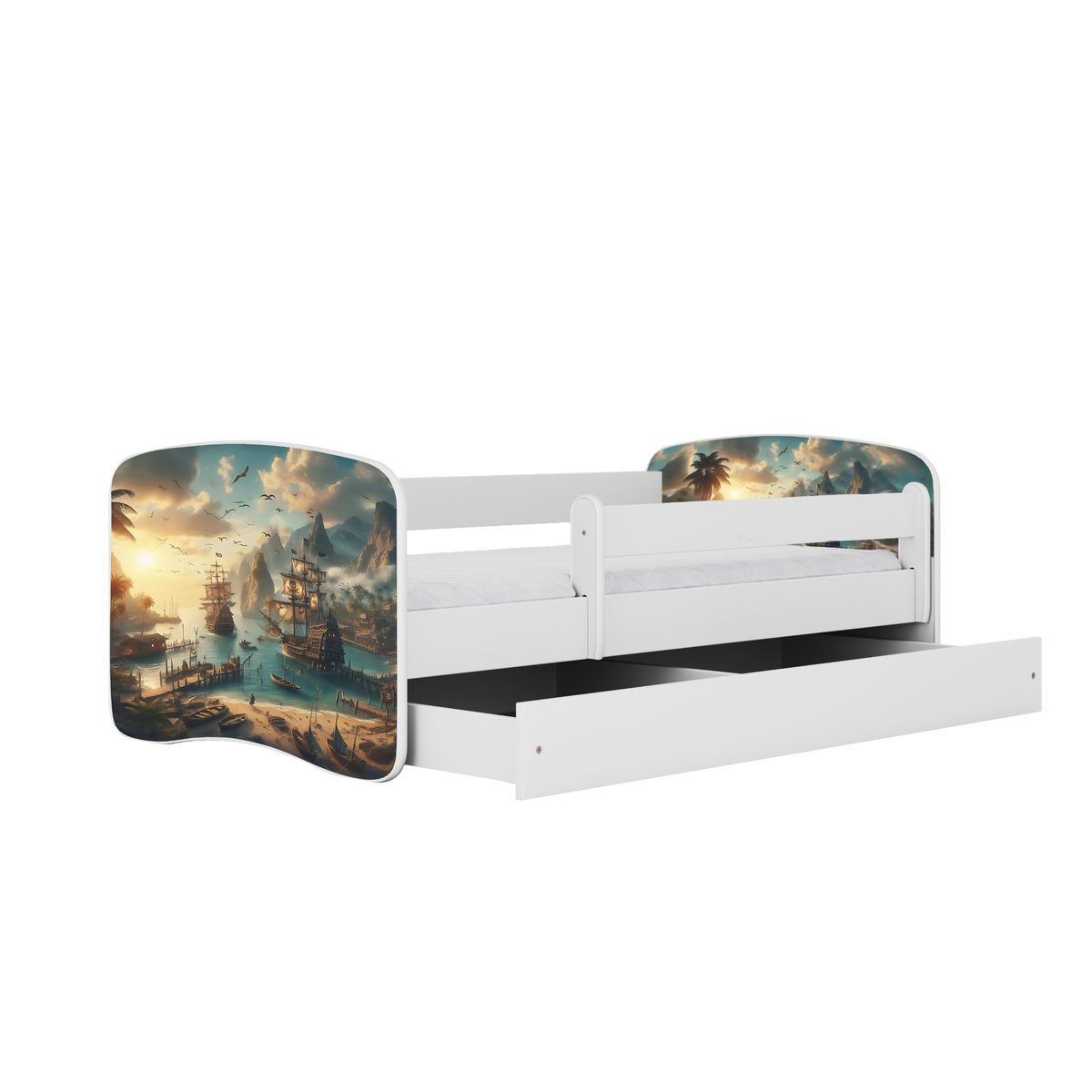KINDERBETT Schiff mit Schublade 180/80 90/61/184 - Weiß, Holzwerkstoff (80/180cm) - RAUMHIRSCH FURNITURE