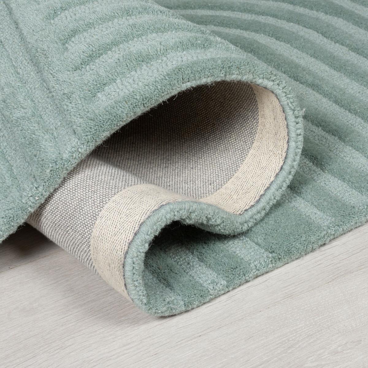 WOLLTEPPICH LEVEN, geometrisch, aus Wolle, Entenei-Blau, 200 x 290 cm - Blau, Textil (200/290cm) - KADIMA DESIGN