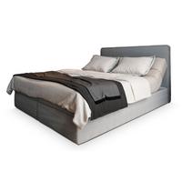 BOXBETT ASTOR 180x200 cm mit Matratze und Topper - Hellgrau - Hellgrau, Holz (180/200cm) - MASSENO
