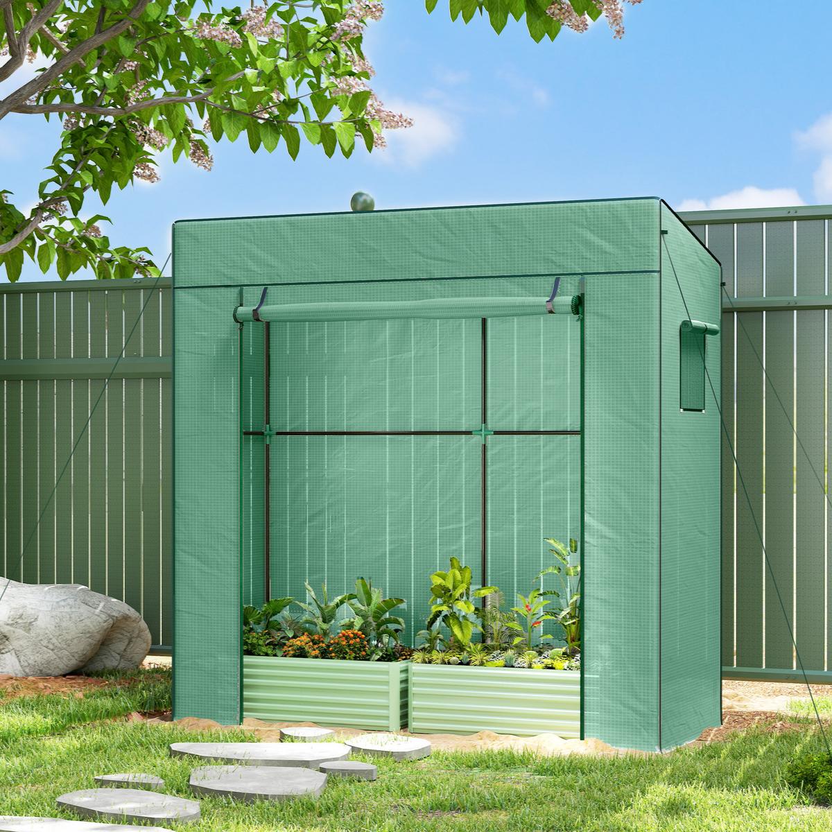 GEWÄCHSHAUS mit Rolltor aus Polyethylen Grün - Grün, Kunststoff (77/197/196cm) - Outsunny