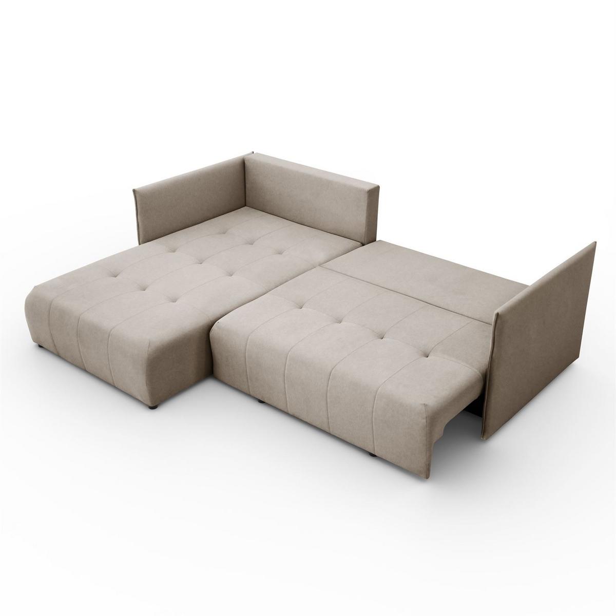ECKSOFA APOLLO L mit Schlaffunktion und Bettkasten – linke Seite - Beige, Textil (246/188cm) - Lookway