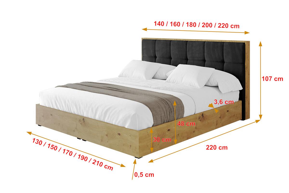 POLSTERBETT mit Bettkasten und Lattenrost, Boxbett ohne Matratze - ENZO7 160x200 - Schwarz, Holzwerkstoff/Textil (160/200cm) - ALTDECOR