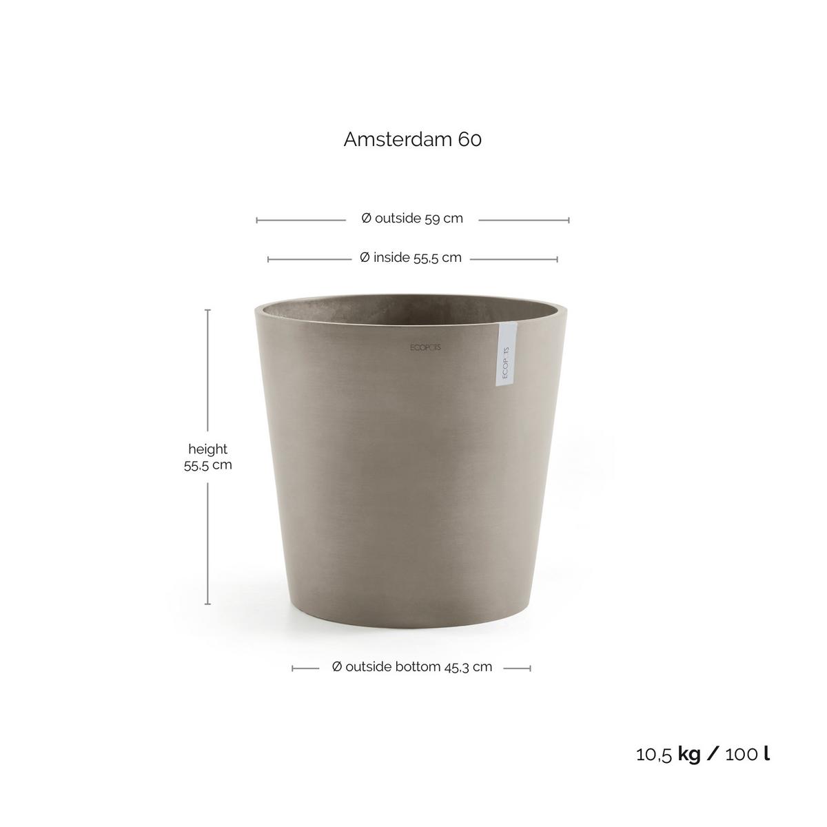BLUMENTOPF Amsterdam 59/55,5 cm Taupe - Taupe, Kunststoff (59/55.5cm) - Ecopots