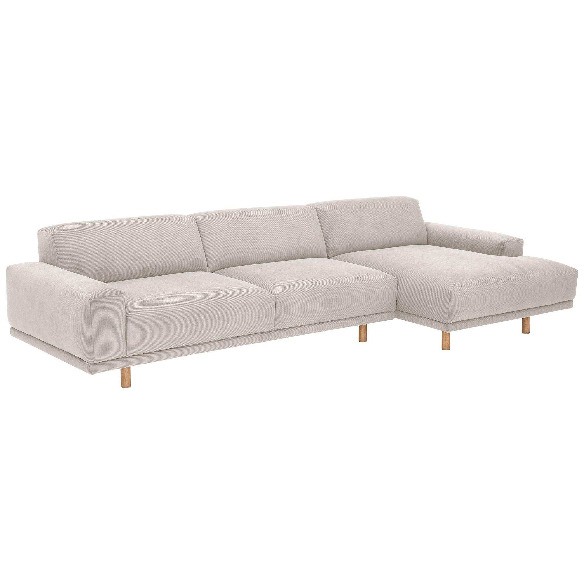 ECKSOFA mit Longchair rechts Kattryna Cordstoff beige - Beige, Kunststoff (133/283cm) - 58aufmkessel