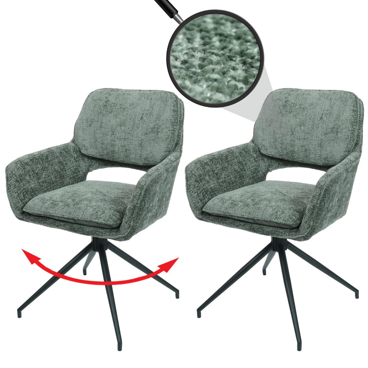 ESSZIMMERSTUHL Grün 2er-Set - Grün, Textil (57/86/61cm) - MCW