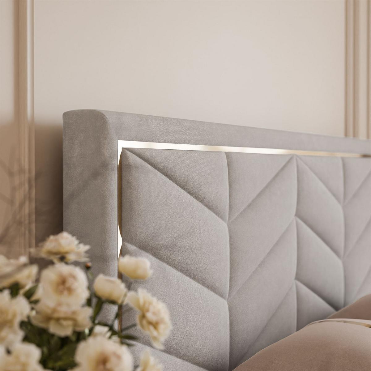 POLSTERBETT AURORA 120x200 mit Bettkasten Boston Light Grey - Grau, Textil (120/200cm) - Lookway