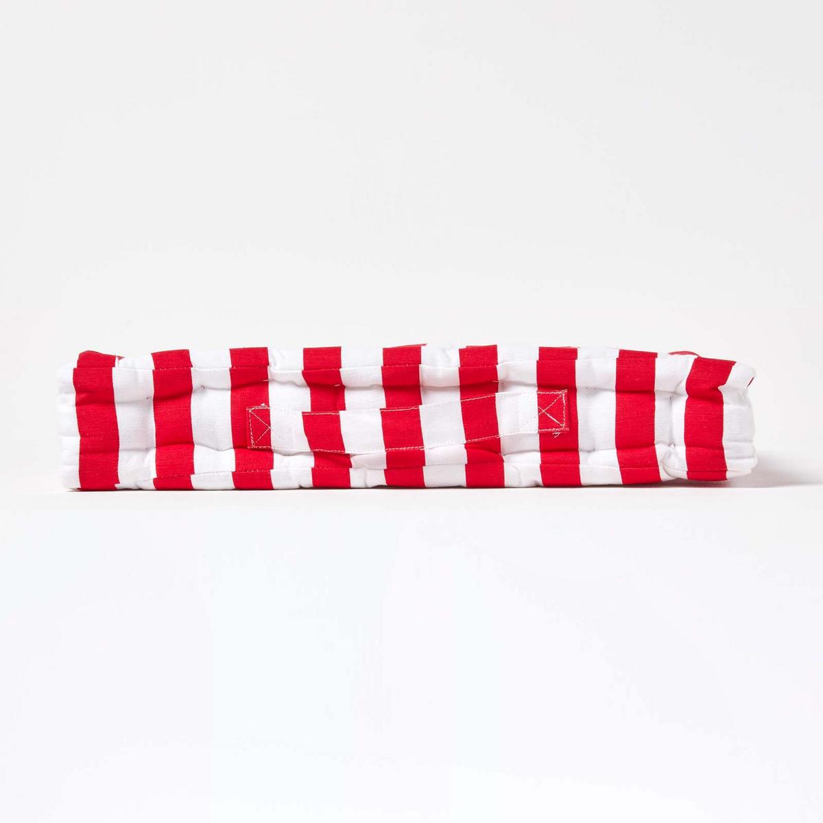 SITZKISSEN rot-weiß gestreift 50/50/10 cm - Rot, Textil (50/50/10cm) - Homescapes