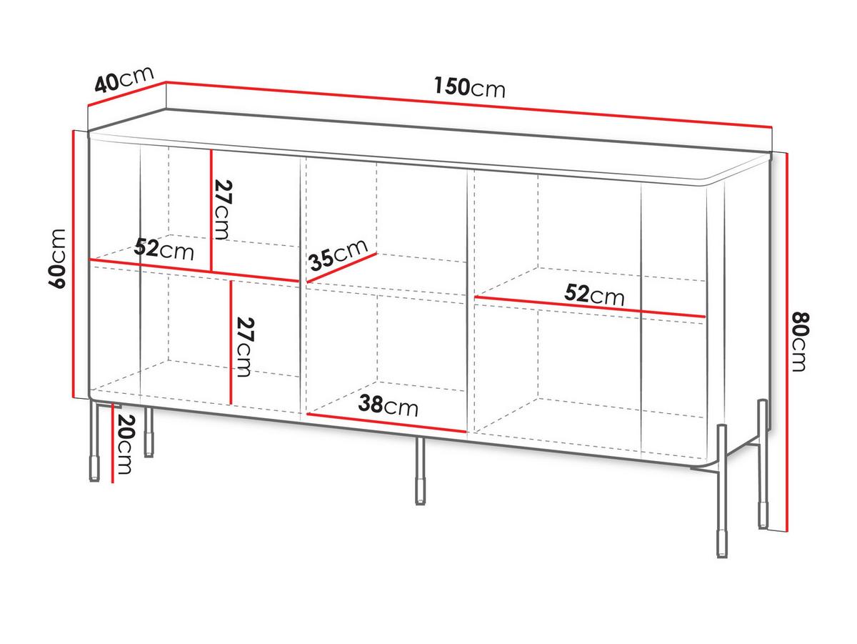 KOMMODE Vera 150 - Schwarz, Holzwerkstoff/Metall (150/80/40cm) - MIRJAN24