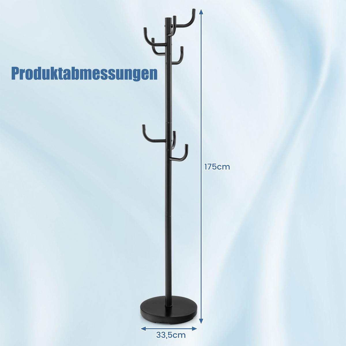 GARDEROBENSTÄNDER Schwarz - Schwarz, Metall (33.5/175/33.5cm) - COSTWAY