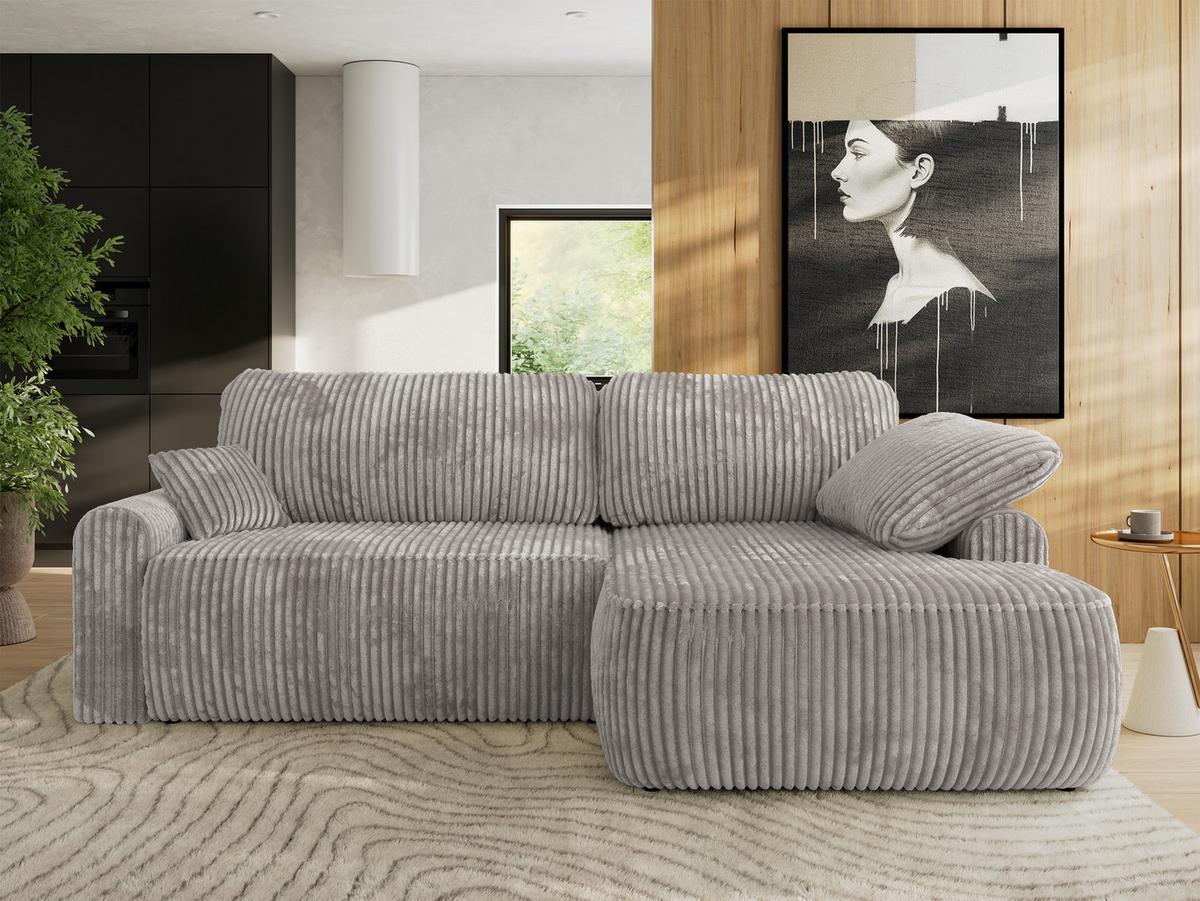ECKSCHLAFSOFA CUBO L Grau Cord - rechts - Schwarz/Grau, Kunststoff/Textil (187/273cm) - MKS