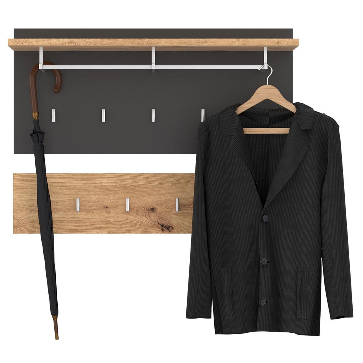 WANDGARDEROBE BILBAO dunkelgrau, Artisan Eiche - Dunkelgrau, Holzwerkstoff (90/60/30cm) - CARO-Möbel