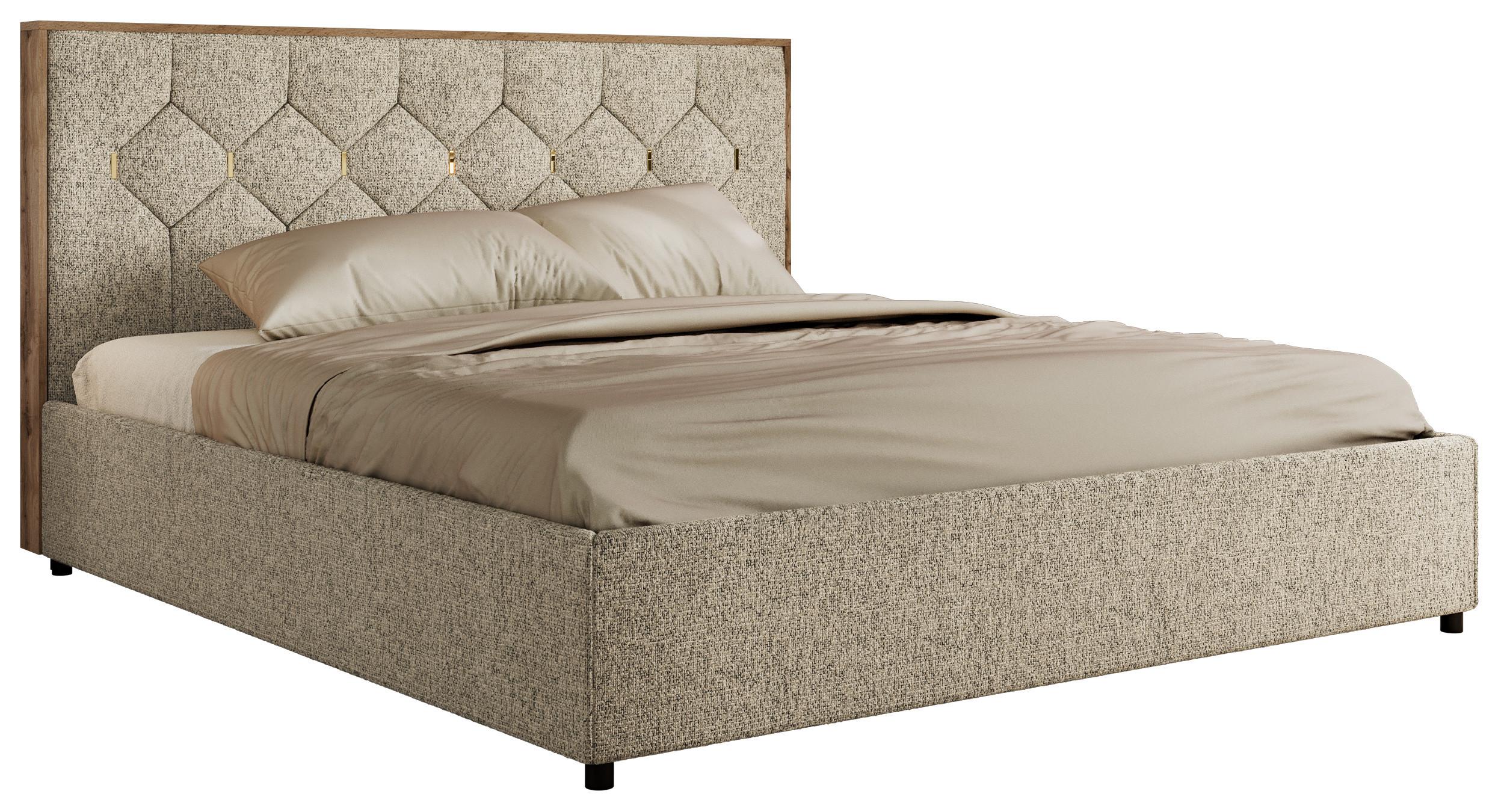 POLSTERBETT LARINO CLASSIC 140/200 - Dunkelbeige Strukture - ohne Matratze - Bronzefarben, Textil (140/200cm) - MKS